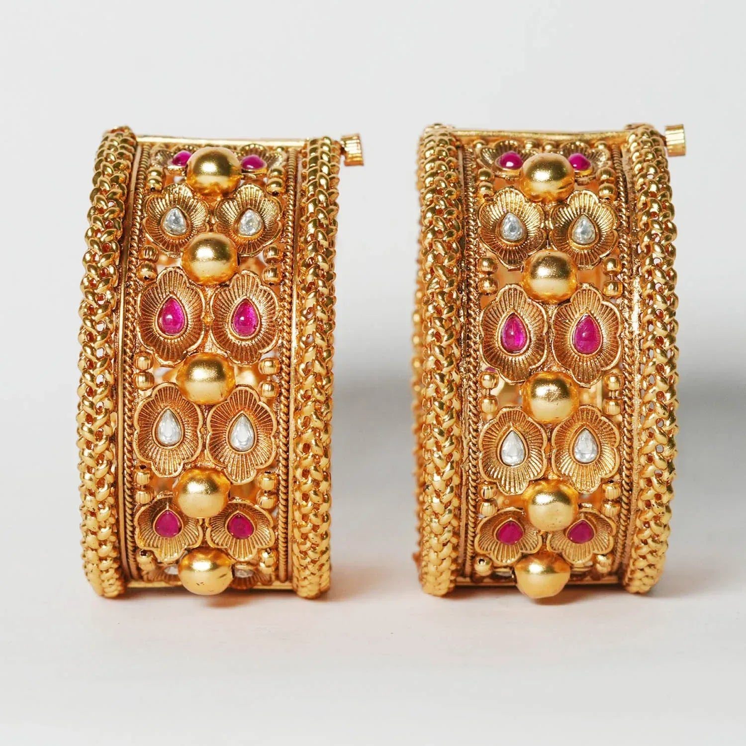 Antique Design Bridal Look Brass Kada for Women & Girl | Handcraft Bracelet Perfect for Party & Daily wear - The Golden Cascade